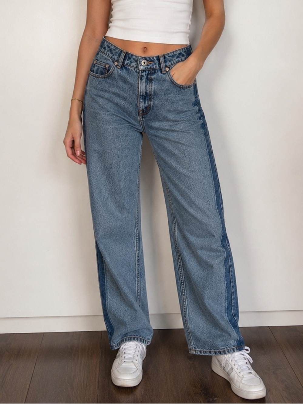 Frank And Oak Two Tone Panel Straight Jeans Women’s Size 28 Casual Streetwear